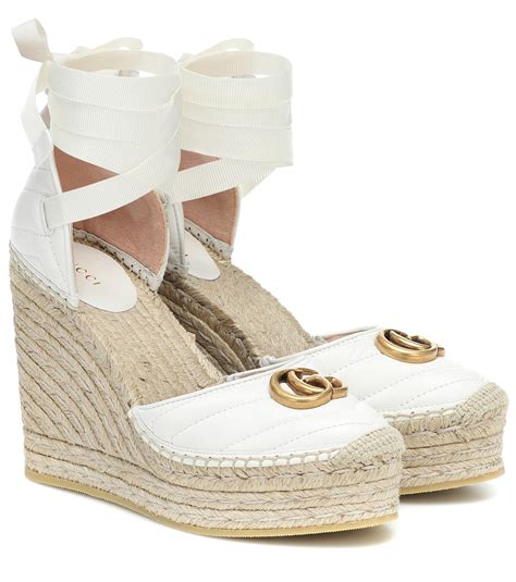 gucci white leather espadrille sandal|Gucci signature leather espadrilles.